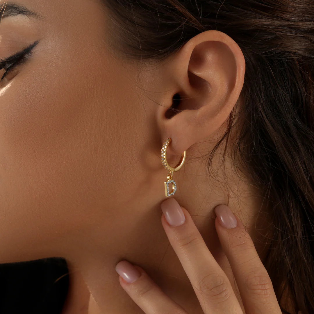 Iced Letter Earrings - Image 2