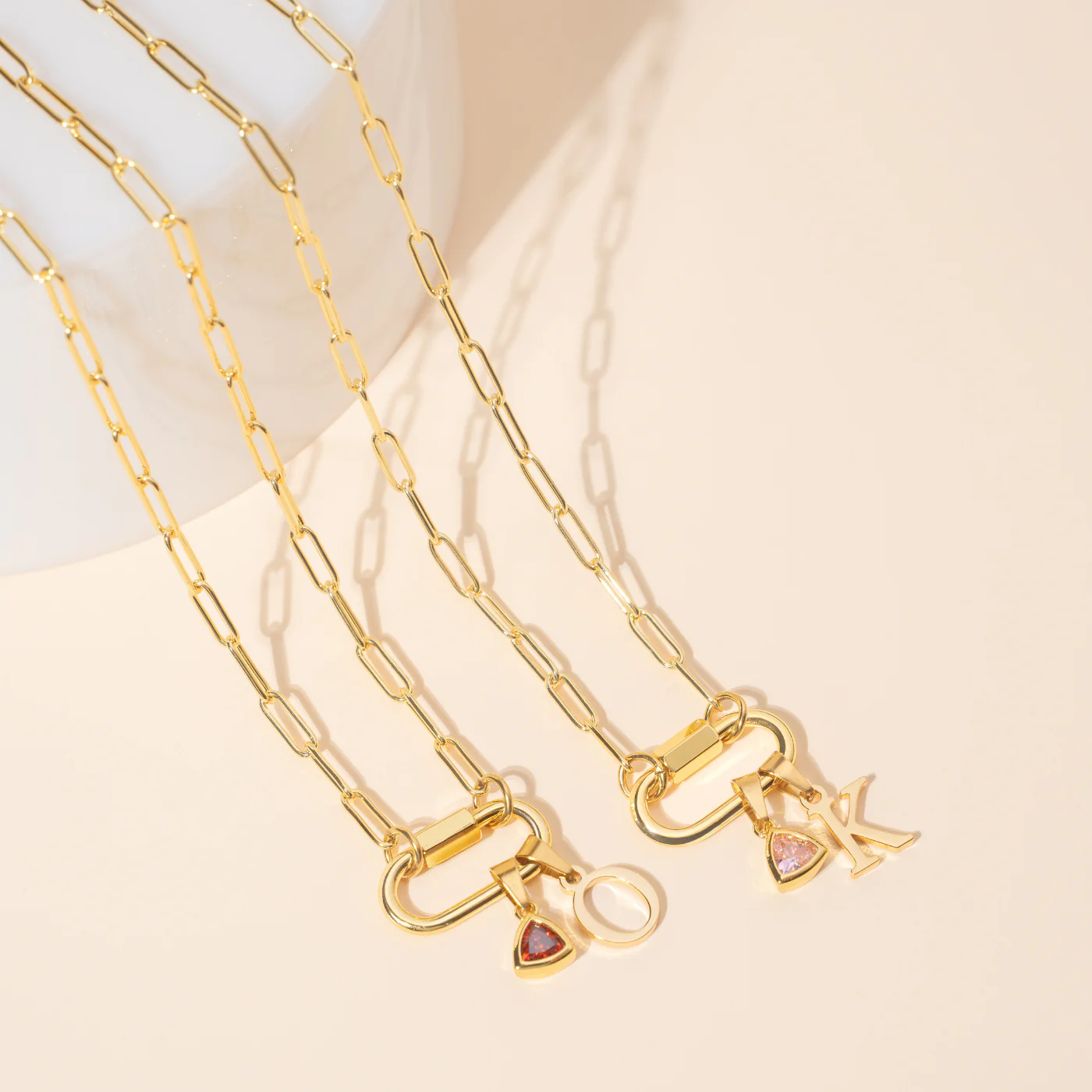 Initial Birthstone w/ Paper Clip Chain - Image 2