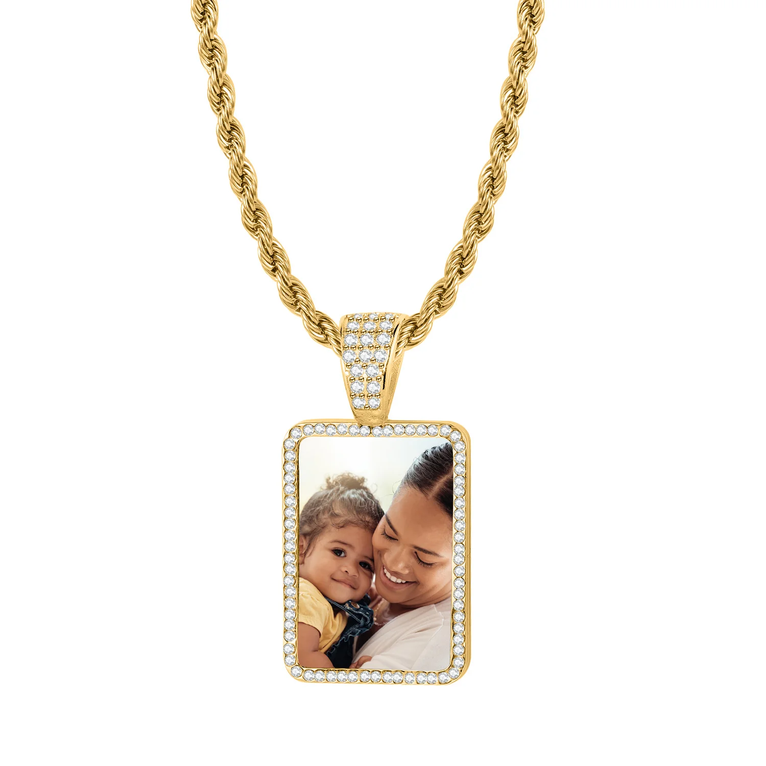 Kids Iced Photo Pendant w/ Rope Chain - Image 5