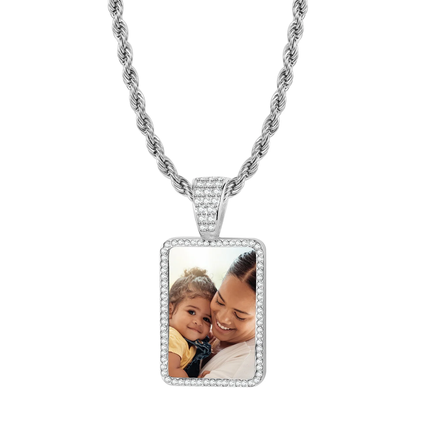 Kids Iced Photo Pendant w/ Rope Chain - Image 6